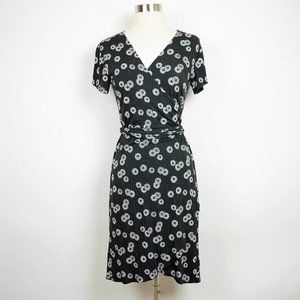 LOFT Black Floral Wrap Dress